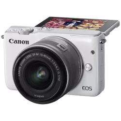 Boîtier Canon EOS M10 blanco + objetivo EF-M 15-45mm plateado